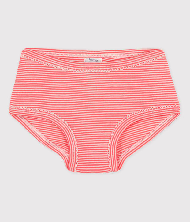 3er-Set Slips aus Bio-Baumwolle und Elastan f&uuml;r M&auml;dchen orange/weiss