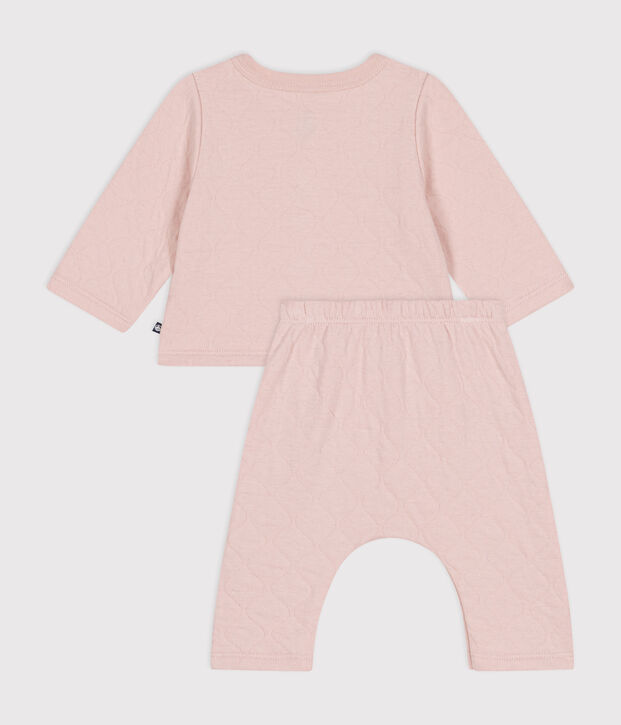 2-teiliges Baby-Set aus gestepptem Doppeljersey rosa