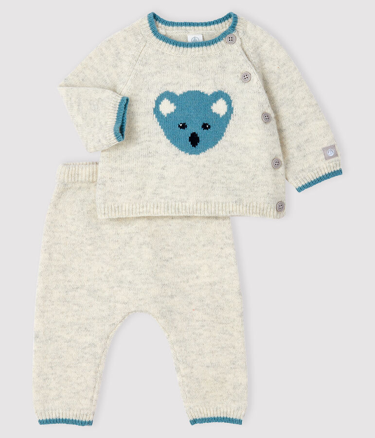 Baby-Zweiteiler Jacquard aus Trikot grau