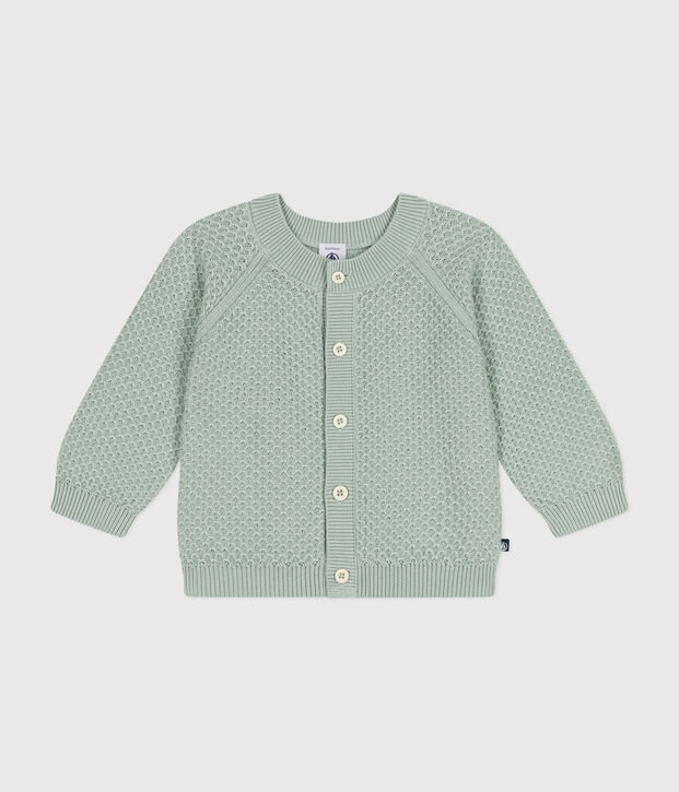 Baby-Cardigan aus Baumwollstrick gr&uuml;n