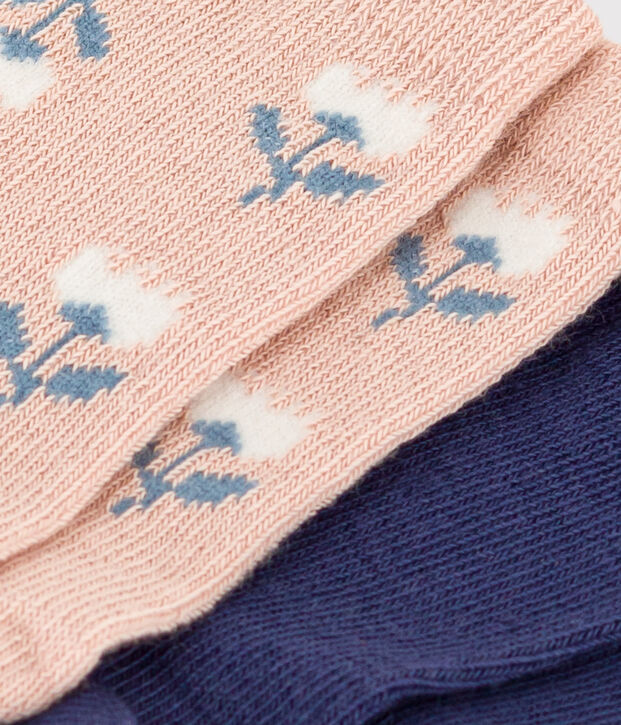 2er-Set gebl&uuml;mten Babysocken aus Baumwolljersey vielfarbig