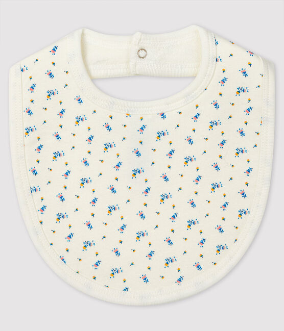 Baby-Lätzchen aus Rippstrick weiss MARSHMALLOW/grau GRIS