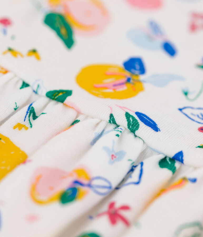 Baby-Kleid aus Baumwolle f&uuml;r M&auml;dchen weiss MARSHMALLOW/weiss MULTICO