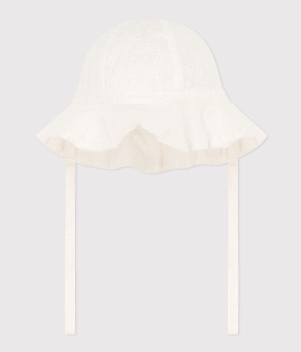 Baby-Hut mit Broderie Anglaise weiss