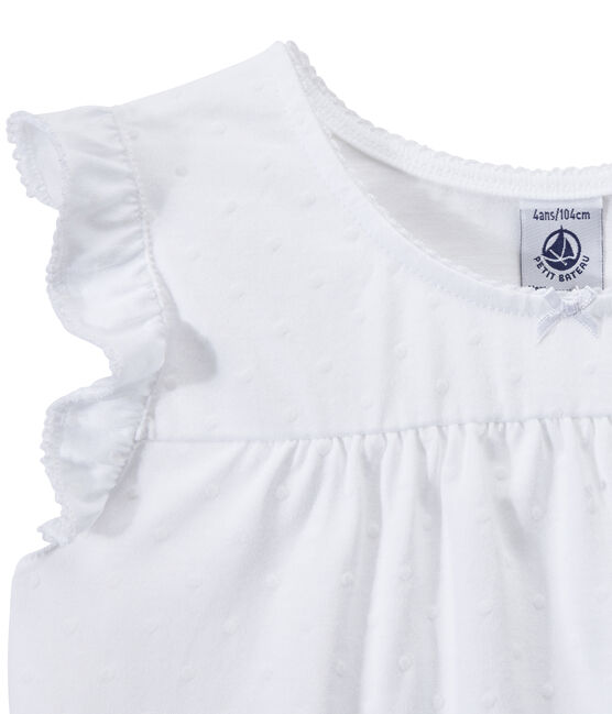 Kurzpyjama aus dünner Baumwolle für Mädchen weiss ECUME