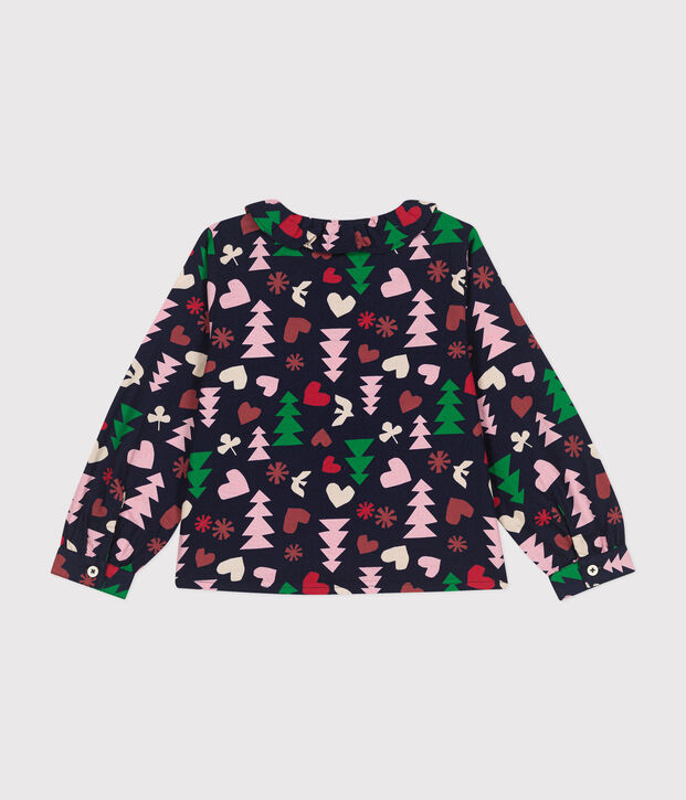 Lang&auml;rmelige Kinder-Bluse aus Flanell f&uuml;r M&auml;dchen blau/vielfarbig