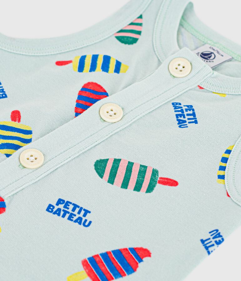 Baby-Kurzoverall aus Baumwolle mit Eismotiv blau/vielfarbig