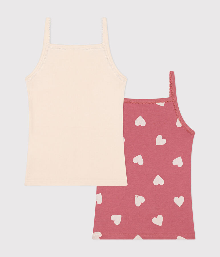 2er-Set Kinder-Spaghetti-Tops aus Baumwolle mit Herzmotiv variante 1