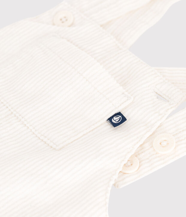 Baby-Latzhose aus einfarbigem Fein-Cord MILK