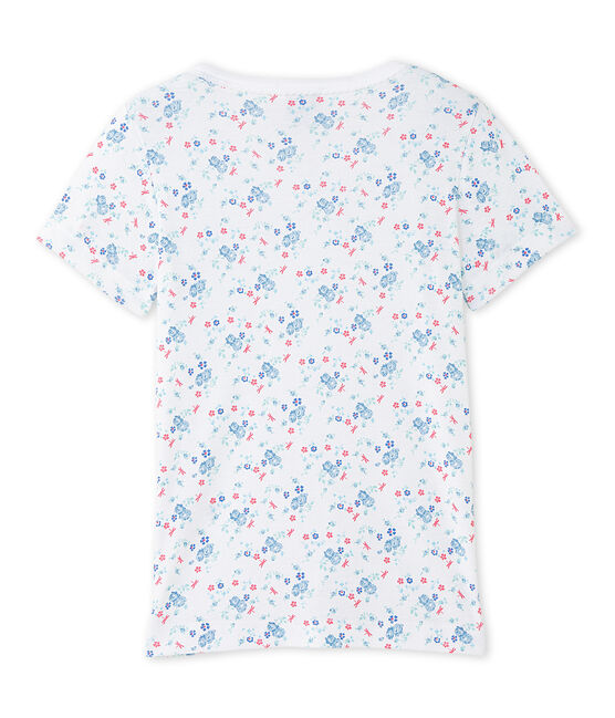 Bedrucktes Mädchen-Shirt weiss ECUME/blau BLEU/ MULTICO