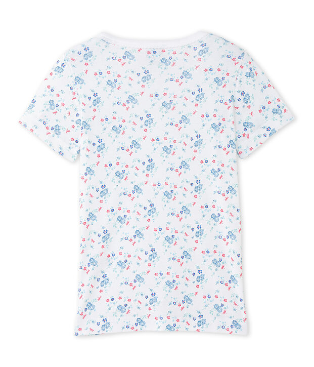 Bedrucktes M&auml;dchen-Shirt weiss/blau/vielfarbig