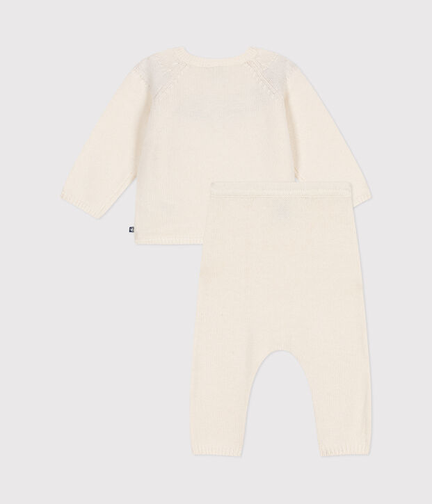 2-teiliges Baby-Strickset weiss/rot