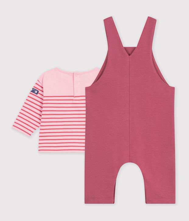 Baby-Geschenkset aus Baumwolle: T-Shirt und Latzhose vielfarbig