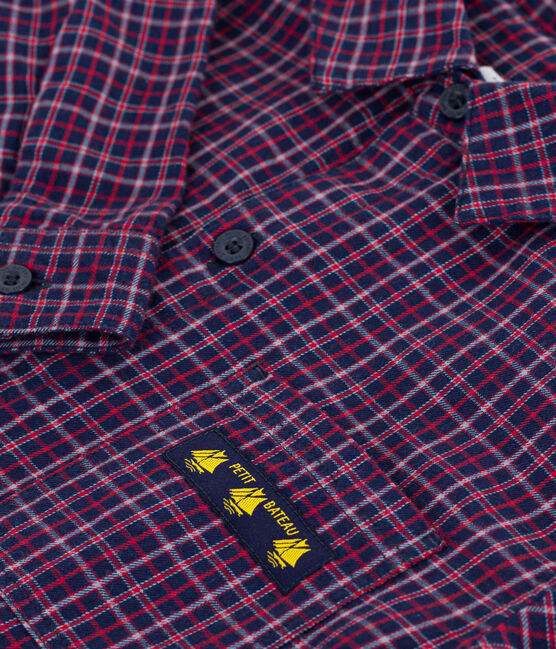 Kinder-Hemd aus Flanell mit Karomuster blau SMOKING/weiss MULTICO