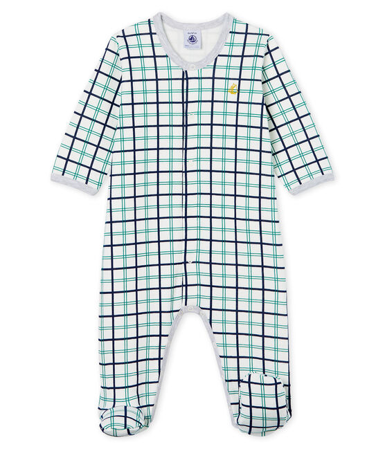 Baby-Strampler aus Doppeljersey für Jungen weiss MARSHMALLOW/weiss MULTICO