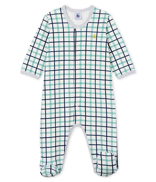 Baby-Strampler aus Doppeljersey f&uuml;r Jungen weiss/vielfarbig