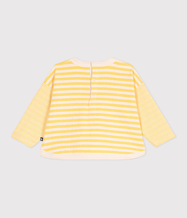 Lang&auml;rmeliges Baby-T-Shirt aus Baumwolle mit Streifen gelb/naturfarben
