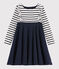 Kinderkleid aus Baumwolle für Mädchen weiss MARSHMALLOW/blau SMOKING