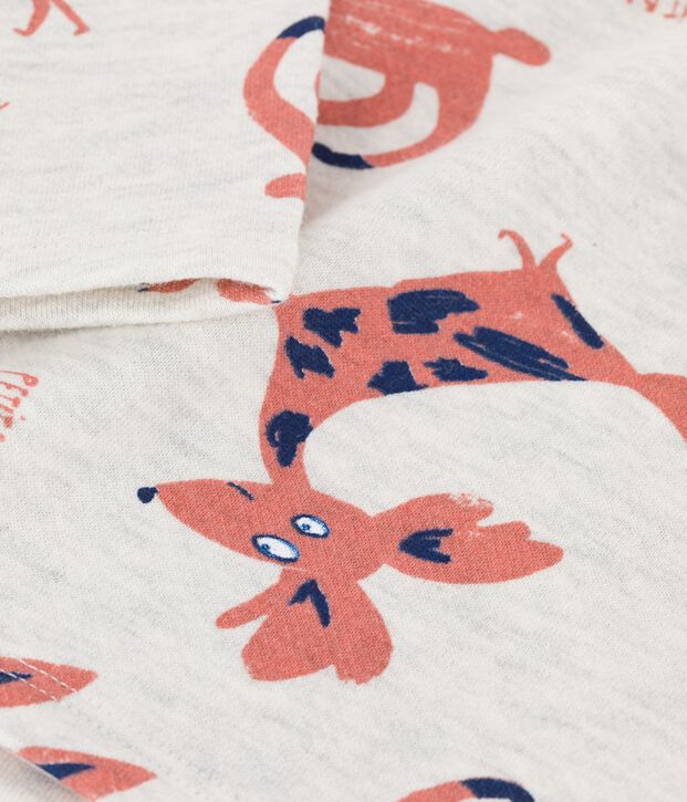 Baby-Sweatshirt aus Molton mit Tierprint beige/vielfarbig