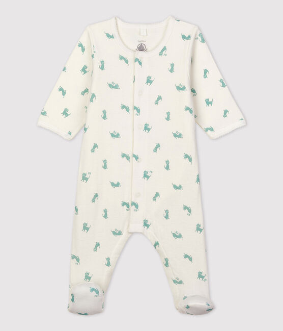Baby-Bodyjama aus Bio-Baumwolle weiss MARSHMALLOW/ HERBIER