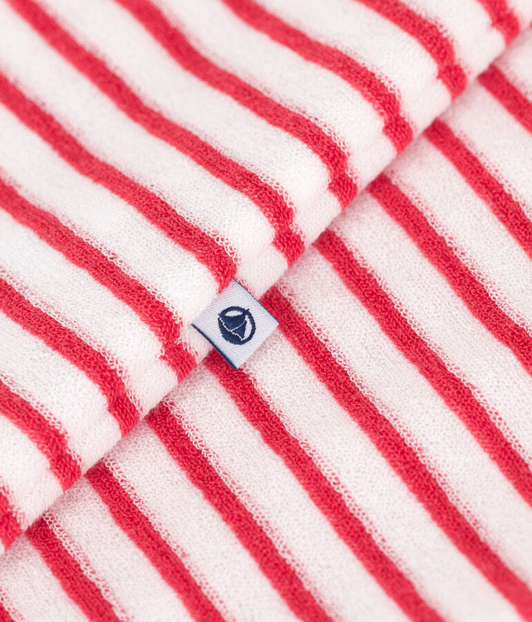 Baby-Kurzoverall aus Baumwolle mit Streifen weiss/rot