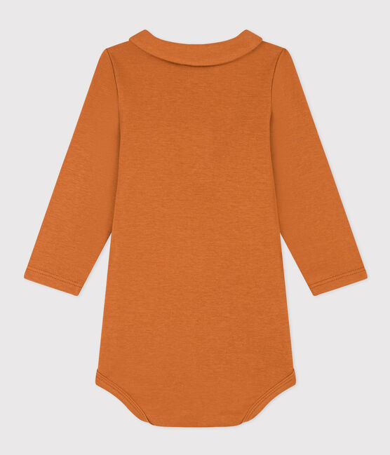 Langärmeliger Baby-Body aus Baumwolle mit Kragen braun ECUREUIL