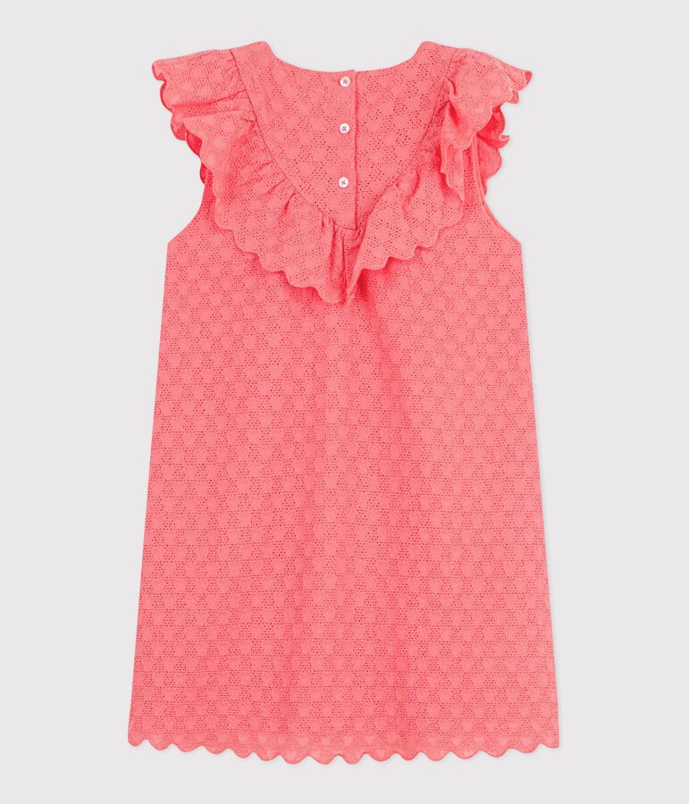 Kurz&auml;rmeliges Kinder-Kleid aus Baumwolle mit Herzmotiv rosa
