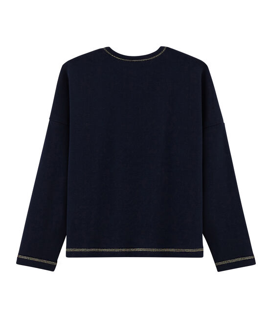 T-Shirt mit Siebdruck für Mädchen blau SMOKING