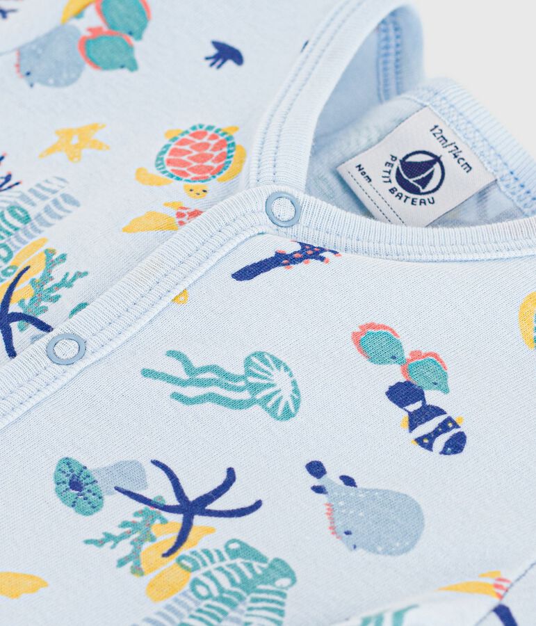Baby-Kurzoverall aus Baumwolle mit leuchtenden Meer-Motiven blau/vielfarbig