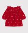 Lang&auml;rmeliges Baby-Kleid aus Feincord mit Stickereien und Schleifenmotiv rot/naturfarben