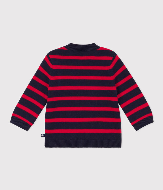 Pullover aus Wolle und Baumwollmischung mit Matrosenmuster blau/rot