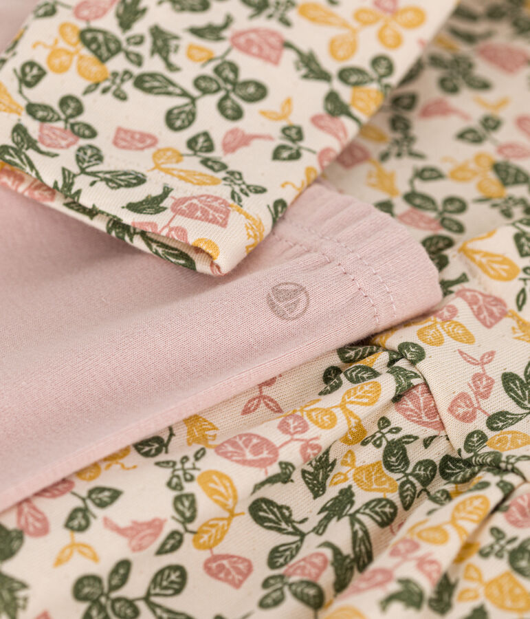 Lang&auml;rmeliges Babykleid aus Doppeljersey und Leggings aus Baumwolle naturfarben/vielfarbig