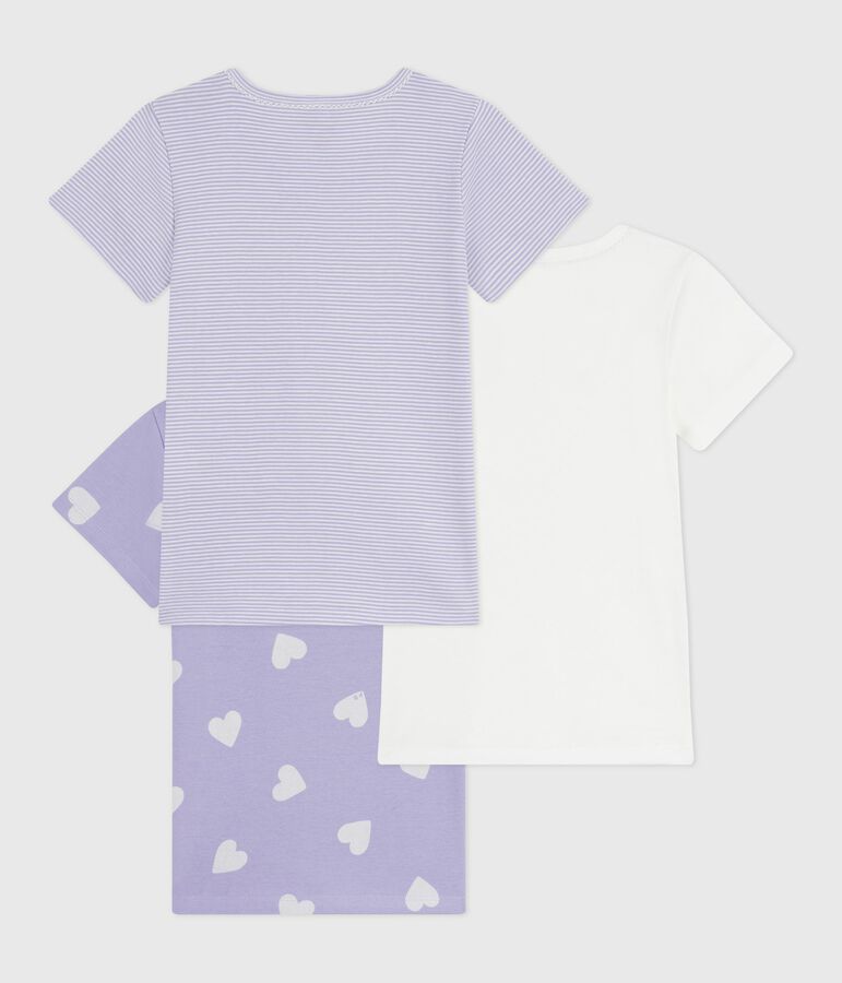 Set kurz&auml;rmelige Kinder-T-Shirts aus Baumwolle mit Herzmotiv vielfarbig