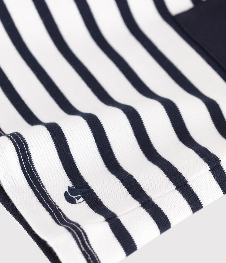 Kurz&auml;rmeliges Kinder-Kleid aus Baumwolle weiss/blau