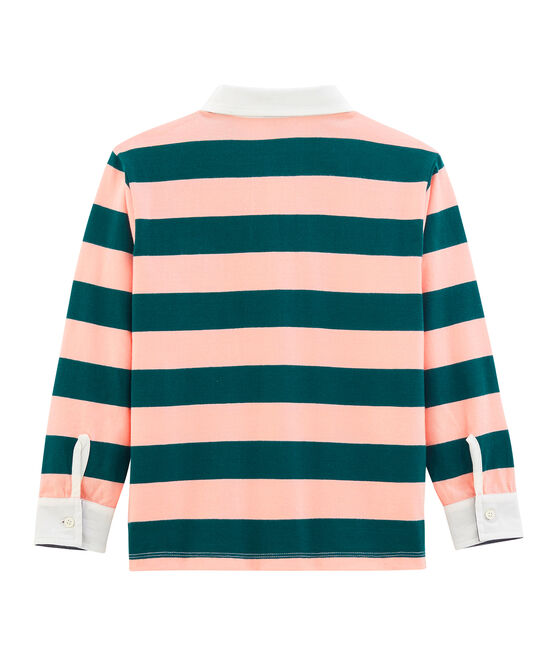 Kinder-Rugby-Poloshirt Jungen grün PINEDE/rosa ROSAKO