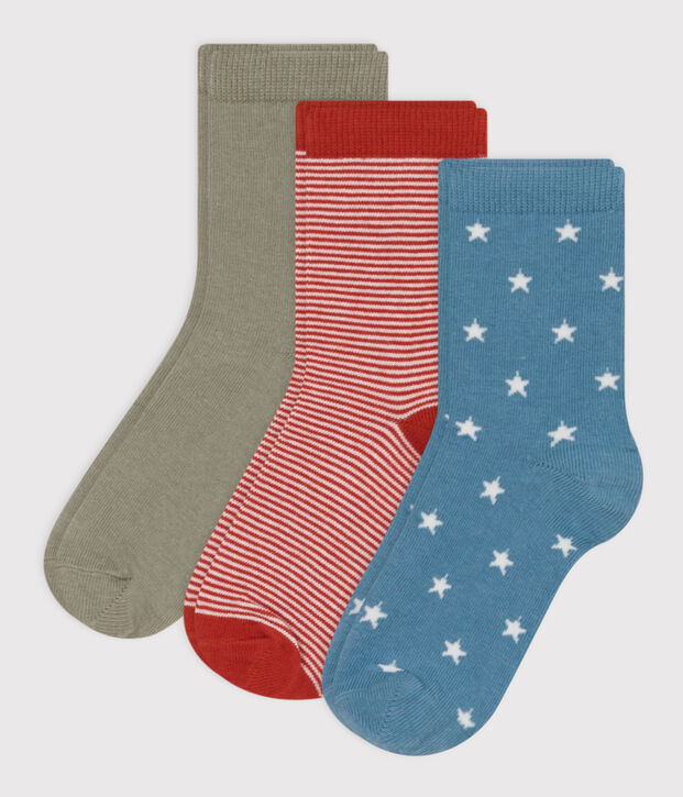 3er-Set Kindersocken aus Baumwolljersey mit Sternenmuster vielfarbig