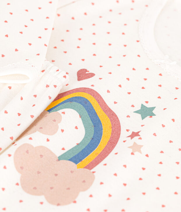Kinder-Pyjama aus Baumwolle mit kleinen Herzen weiss/rosa