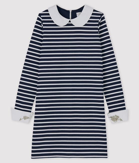 Damenkleid Petit Bateau x Deyrolle blau SMOKING/weiss MARSHMALLOW