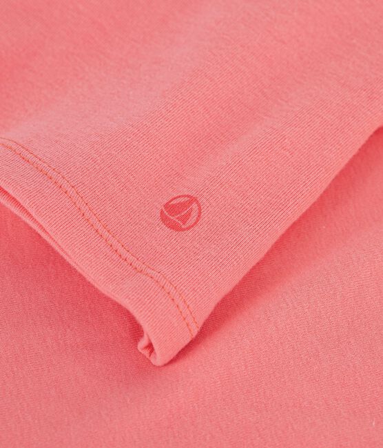Kurzärmeliges Damen T-Shirt aus einfarbiger Baumwolle rosa FLAMAND