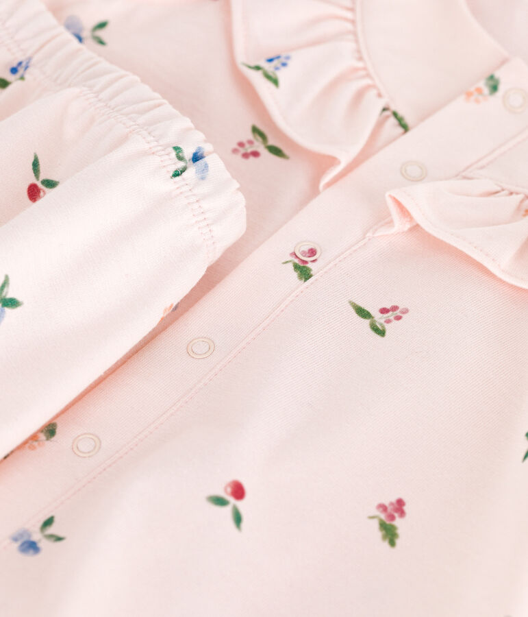 Kurz&auml;rmeliges Babykleid aus Baumwolle und Bloomer mit Fruchtmuster rosa/vielfarbig