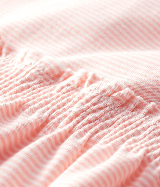 Babykleid mit Milleraies-Streifen für Mädchen rosa PATIENCE/weiss MARSHMALLOW