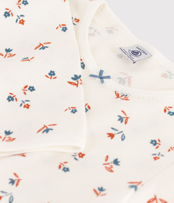 Baumwoll-Nachthemd mit Blumenmotiv für Mädchen weiss MARSHMALLOW/weiss MULTICO