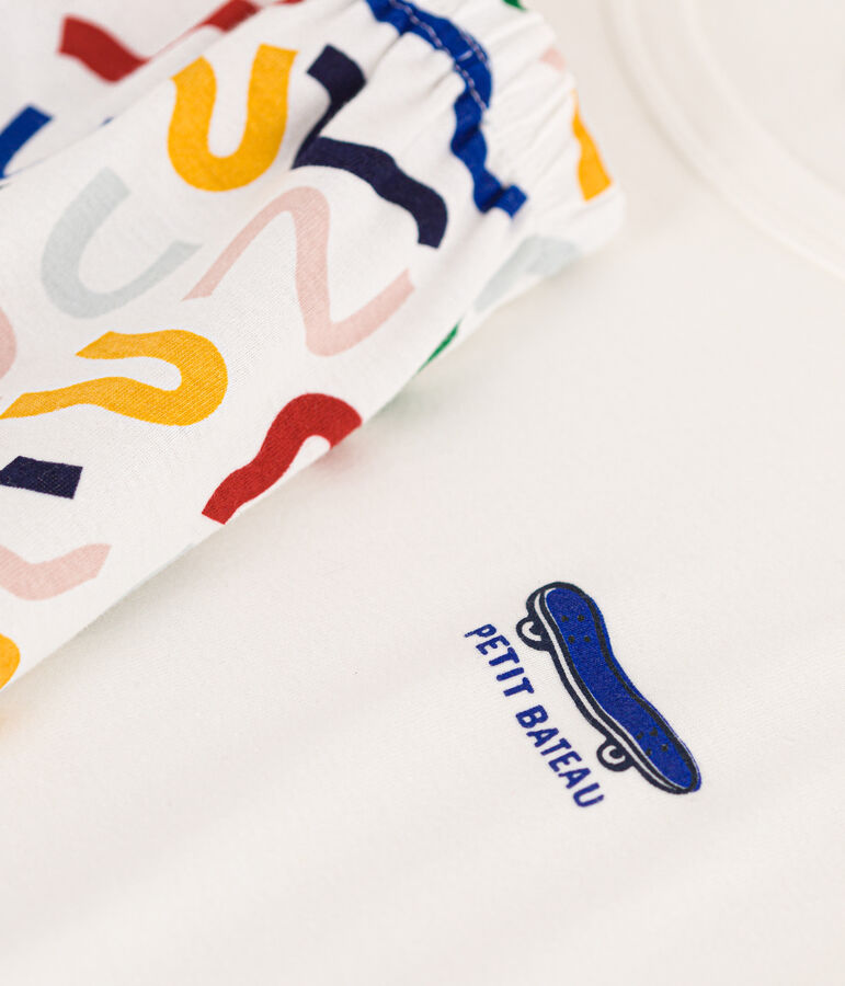 Kurzer Kinderpyjama aus Baumwolle weiss/vielfarbig
