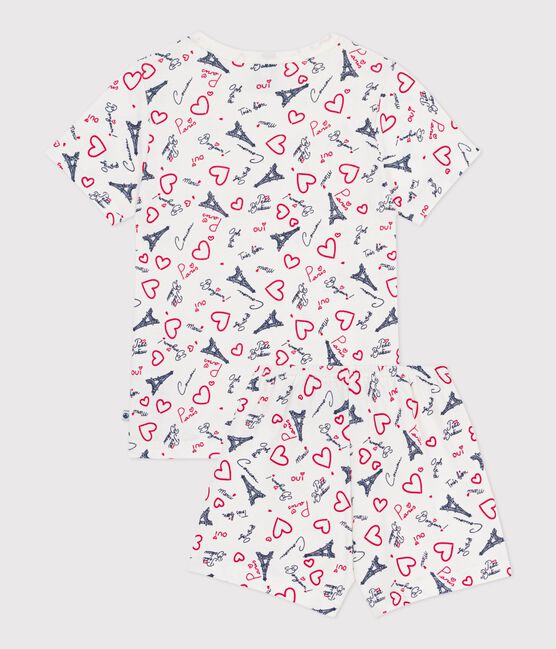 Kinder-Kurzpyjama aus Baumwolle mit Paris-Motiven weiss MARSHMALLOW/weiss MULTICO