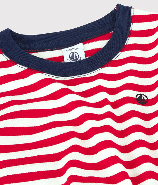 Kurzärmeliges T-Shirt aus Baumwolle für Jungen rot PEPS/weiss MARSHMALLOW