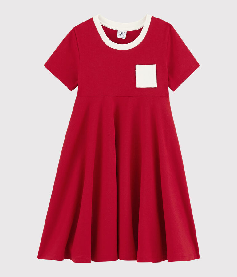 Kurz&auml;rmeliges Kinder-Kleid aus Jersey f&uuml;r M&auml;dchen rot