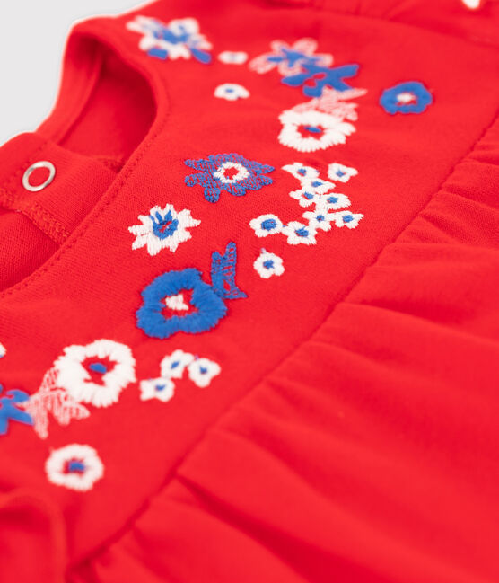 Besticktes Baby-Mädchen-Kleid rot PEPS