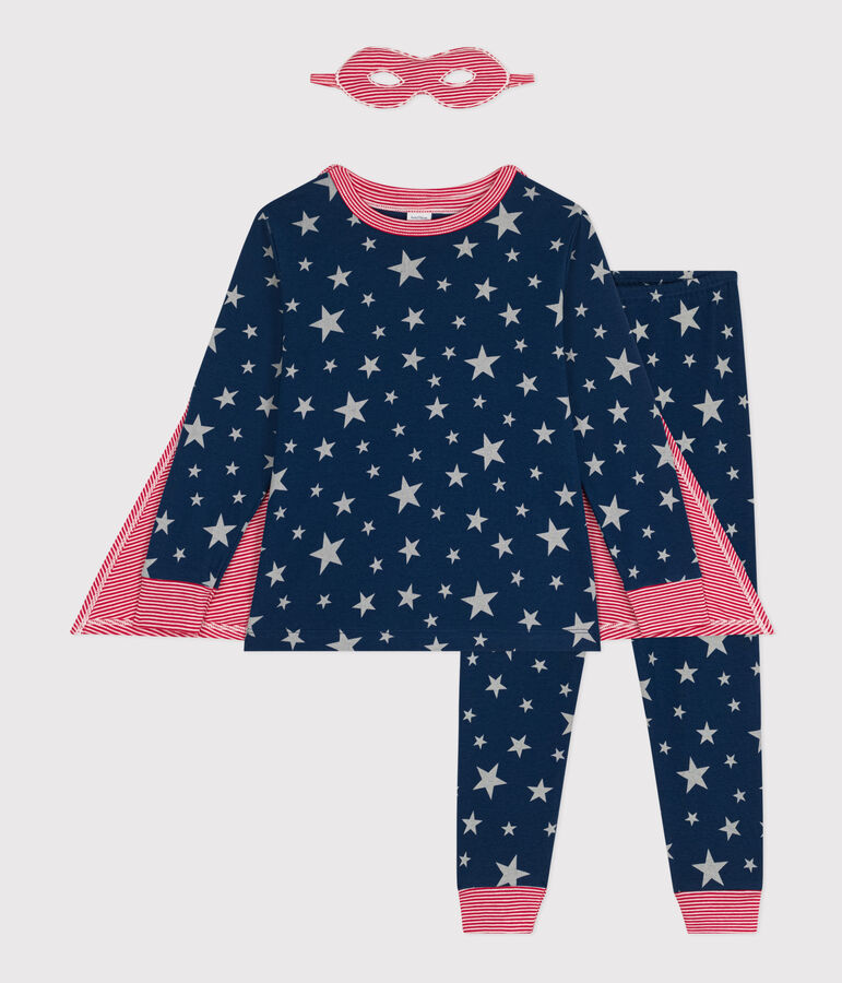 Phosphoreszierender Maskerade-Pyjama aus Baumwolle f&uuml;r kleine M&auml;dchen/kleine Jungen blau/vielfarbig