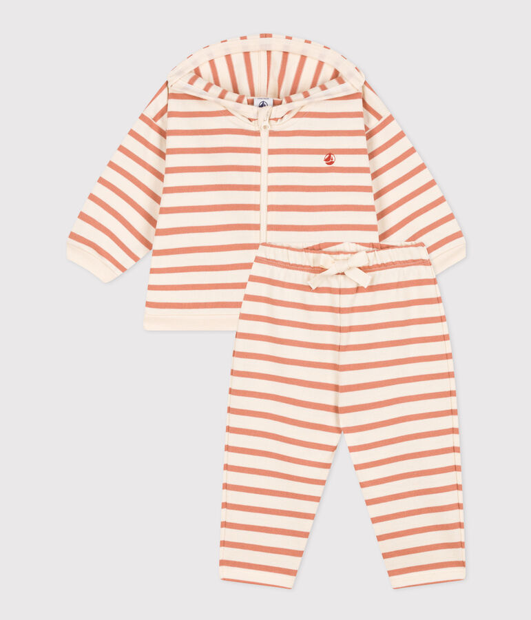 Baby-Set aus verdicktem Jersey mit Streifenmuster naturfarben/rosa