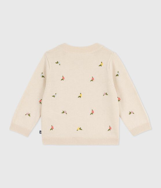 Baby-Pullover aus Wolle und Baumwolle mit bestickten Blumen weiss AVALANCHE/ MULTICO